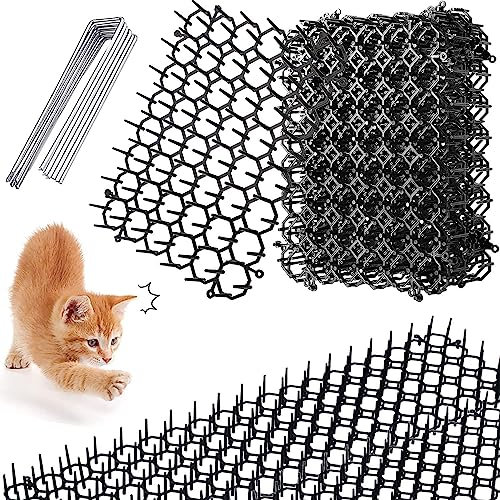 15 Pièces Tapis Anti Chat,15×20 cm Tapis Répulsif Chat,avec 8 Piquets en Métal,Empêcher Les Animaux de S'approcher,pour Jardin Clôtures Canapé Protège Plantes