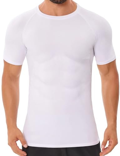 Donason Men's Compression Short Sleeve Shirt Sports Base Layer Running Top for Men Quick Dry Slimming Body Shaper Shirts for Training Workout Breathable Functional Gym T-Shirt for Running Cycling