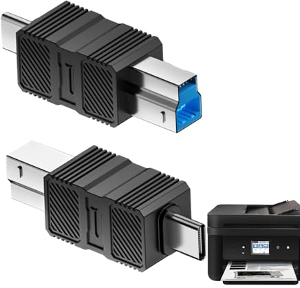 Jubilofex USB B-adapter, USB B 3.0 dataförlängningsadapter | Plug & Play-kontakt, dataomvandlare för skanner, dockningsstation och dator