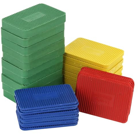 Spesh 40 Stück Abstandshalter Kunststoff 60x40 mm Unterlegplatten Kunststoff Unterlegscheiben Kunststoffkeile Verglasungsklötze Distanzklötze in den Größen:1.5,3,5,10mm