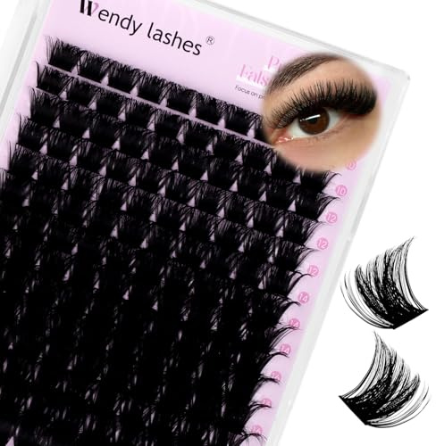 WENDY LASHES Cluster Lashes D Curl Individual Eyelashes 200D Mixed 10-18mm | Natural Lash Individual Clusters Reusable DIY Lash Extension at Home 200D, Mix1018