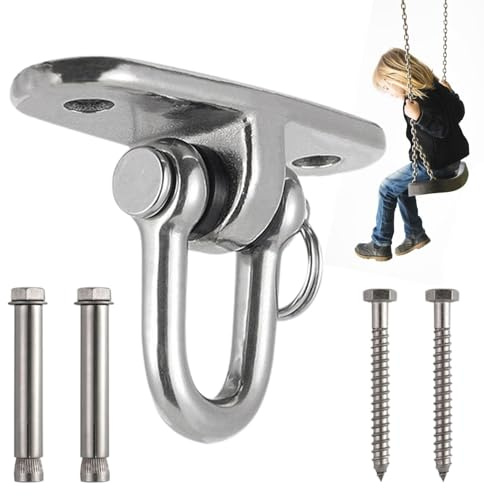 Support de balançoire – Acier inoxydable 12,3 × 9,5 cm | Crochet de balançoire | Kit de suspension pour balançoires de porche, chaises de porche, installation au plafond, balançoires intérieures et