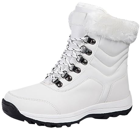 Generisch Botas de nieve largas de algodón mantienen el calor para las mujeres nieve botas largas hasta la rodilla botas de mujer, Blanco, 37 EU