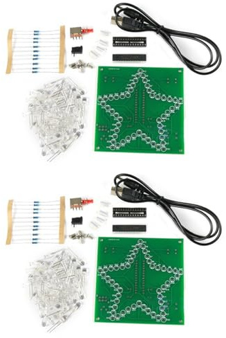 Rastapulz 2 x elektronikbyggsats för gör-det-själv, lödsvit, färgglad femuddig stjärna, LED-blinkande ljus kretskort byggsats, utan