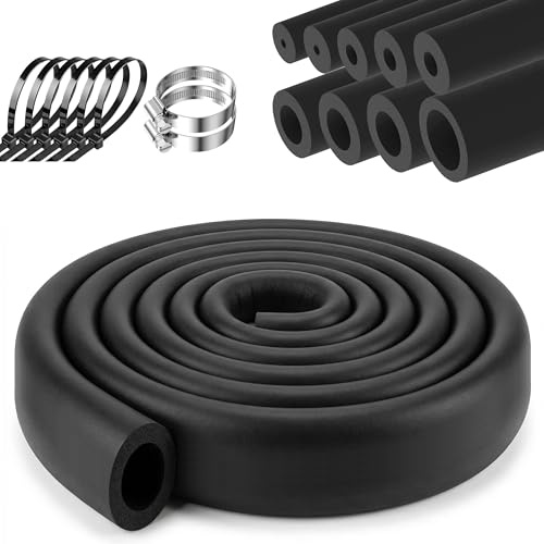 XLTBOMS 1.8m Calorifuge Tuyau Chauffage, 32mm Manchon Isolant Tuyau, Noir, Isolation Tuyaux Chauffage - pour la Climatisation et les Installations Sanitaires - Imperméable, Durable (Noir, 32mm)