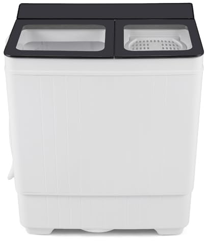 COSTWAY Portable Washing Machine, Twin Tub Lbs Capacity with Built-in Drain Pump, Lbs Washer and Lbs Spinner with Timer Control, Laundry Machine Perfect for Apartment Dorm RV (Grey+White,26 LBS)
