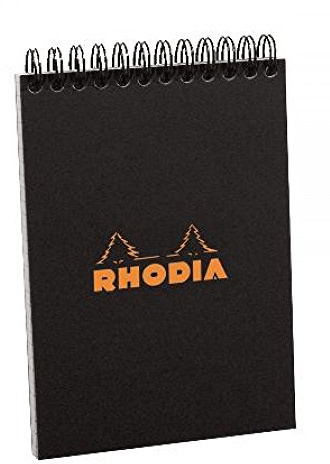Rhodia 165009C - Notizblock (mit Doppelspirale, DIN A5, kariert, 80 g, 14,8 x 21 cm, 80 Blatt) 1 Stück schwarz