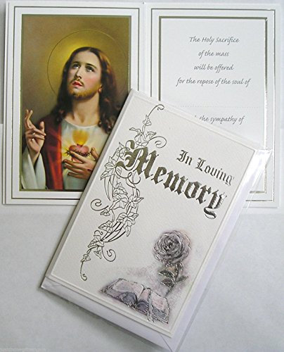 Deluxe Tarjeta de masa sagrada Corazón católica en memoria de condolencia 2161