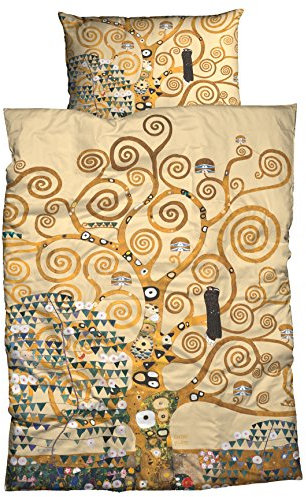 Casatex Mako-Satin Bettwäsche Lebensbaum Beige 135x200 cm + 80x80 cm