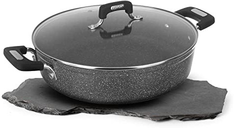 KASANOVA Tegame antiaderente 32 cm con coperchio, per induzione e tutti i piani cottura New Petra Dark