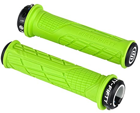 FIFTY-FIFTY Mountain Bike Handlebar Grips, Single Lock-on MTB Grips, Comfortable and Lock On, Non-Slip Bicycle Handle, Fit for All Mountain, Enduro, Downhill (Green)
