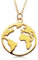 VIASOUL® Halskette Weltkugel I Weltkarte Für Damen aus 925er Silber I Mit 585er Gold überzogen I Die Original Welt Kette (Gold)