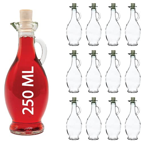 casavetro 12 Essig Öl Flaschen 250/500 ml Set EGI-SPI Karaffe Glas-Flaschen klar Glaskaraffe (12 x 250ml)