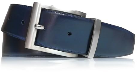 almela - Wendegürtel | Gürtel | Ledergürtel | Wendegürtel | Drehschnalle | 3,5 cm breit | Echtes Leder | 35 mm | Reversible men's belt (Schwarz/Blau | 35mm, 90)