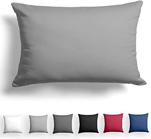 Alreya Mako Satin Kissenbezug 40 x 60 cm - 100% Baumwolle mit Reißverschluss, Superweicher Kopfkissenbezug, Kissenhülle, Oeko-TEX® Standard Zertifiziert, Grau, nur Kissenbezug