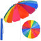 GOPLUS Parasol de Plage 2,43M, Parasol Inclinable avec Auvent Démontable, Sac de Transport, Anti-UV, pour Patio Balcon Piscine, H.185CM, Base Non Incluse (Multicolore)
