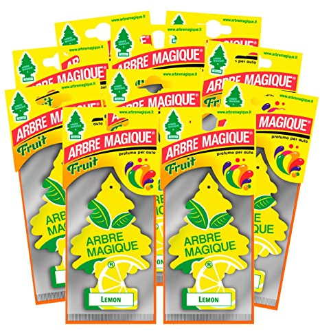 Arbre Magique Mono, parfum de voiture, parfum citron, parfum frais et fruité, durée jusqu'à 7 semaines, fabriqué en Italie, lot de 10 pièces