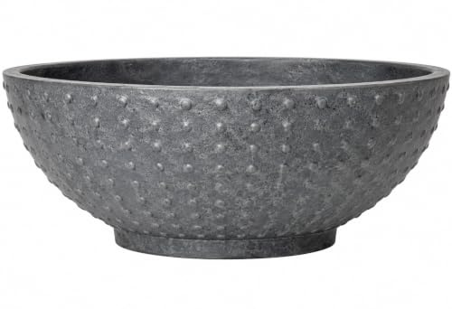 Muddy Hands Faux Concrete Decorative Bowl Planter Outdoor Garden Plant Pot Round Plastic Flower Herb Tree Container for Patio, Balcony & Garden (17.7 Litre Bowl)