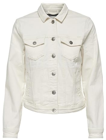 ONLY ONLTIA DNM Jacket COL PIMBOX Noos Blouson en Jean, Ecru, 36 aux Femmes