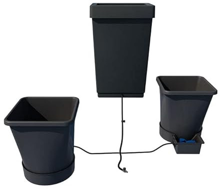 AutoPot 2 Pot XL System with 6.6 Gallon Pots and 12.4 Gallon Tank - Self-Watering, Gravity-Fed Hydroponic System - Indoor, Black