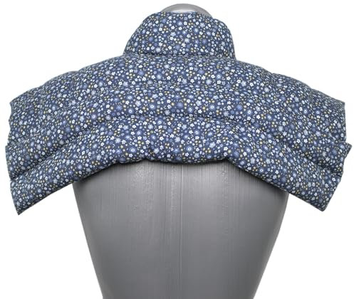 Cojín nuca y hombros con cuello (algodón orgánico Florecitas) - Saco térmico de semillas - Almohada cervical - Huesos de cerezas -