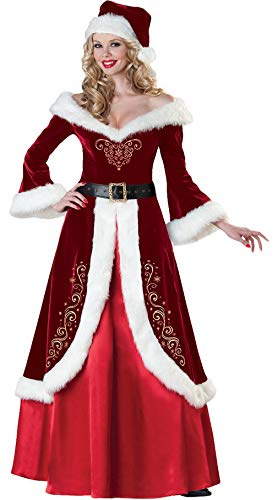 EOZY Mrs Claus Costume Women Adult Santa Dress Deluxe Christmas Mrs Santa Claus Outfit for Xmas Party Cosplay