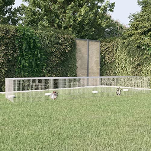 CIADAZ Kaninchenkäfig 4 Paneele, Hamsterkäfig, Hasenkäfig, Kaninchenstall, Meerschweinchen Gehege, Meerschweinchen Käfig, Laufstall, 433x109x54 cm Verzinktes Eisen