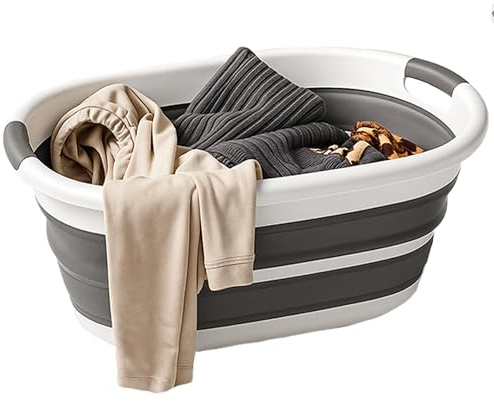 Meown 40L Collapsible Laundry Basket – Foldable Plastic Washing Bin with Strong Handles | Pop-Up Clothes Hamper & Portable Storage Organizer for Bathroom, Bedroom, Travel & Small Spaces