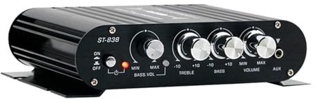 XRLUC Mini Bluetooth Amplifier Bass 2.1 Channel with Subwoofer Out, 400W Peak Powerful Audio Stereo Hi-Fi 12V Digital Class Music for Passive Speaker PC TV Phone Car Vehicle (Power Supply NOT Include)