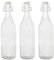 Argon Tableware 1.1 Litre Glass Bottles with Swing Top - Clear - 3x Reusable Empty Water Wine Milk Olive Oil Juice Gin Home Brew Brewing Drinking Fridge Dispenser Storage Jars with Stopper Lid