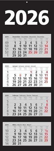 2026 Adina Wandkalender Viermonatskalender in Blockform mit Tagesanzeiger 92x33cm