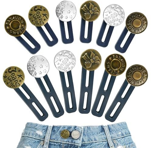 24 piezas botón ampliador pantalones,botones vaqueros.Stringi pantalones.Stringi pantalones.Extensiones elásticas Perdi Botón,Elastica Botones Ajustables para Jeans,Faldas,Extensores de cintura (12