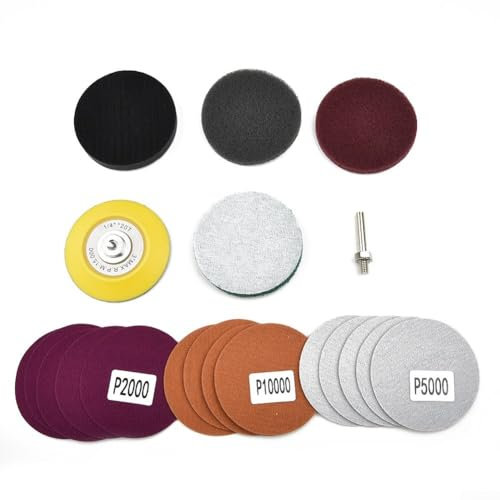 Kit di ripristino dei fari da 3 pollici Sistema di lucidatura delle luci dell'auto con adattatore per trapano per dischi abrasivi M16 P240-P10000 Cuscinetti riutilizzabili per il ripristino delle