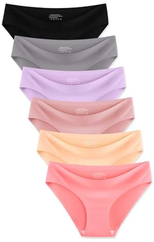 MISSWHO Womens Underwear Seamless Bikini Comfortable Panties No Show Invisibles Soft Ladies Stretchy Low Rise Hipster Briefs 6 Pack, L