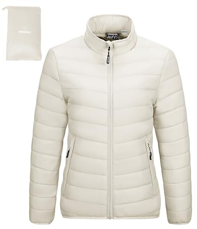 Outdoor Ventures Women's Packable Puffer Jacket Lightweight Quilted Jacket | Water resistant, Windproof, Machine Washable, Warm, Breathable, 3 Pockets, for Hiking Camping Travel Casual