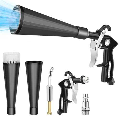 Pistolet à Air Comprimé, Rotation Pneumatique à 360°, Soufflette Air Comprimé à Air Entièrement En Aluminium pour Compresseurs d'air et Composants Automobiles, Séchage et Nettoyage des Véhicules