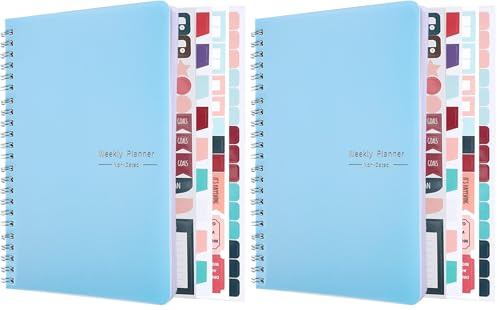 Undated Weekly Planner Notebook A5, Spiral To Do List Notebook 52 Week (Pack of 2)