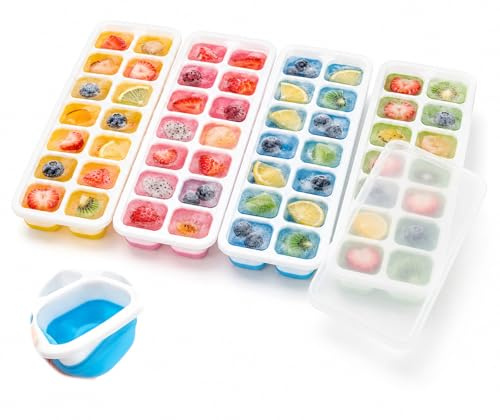 UZYXC Stampo Ghiaccio Silicone con Coperchio, Cubetti Ghiaccio Impilabili,Senza BPA, Perfetto per Cocktail, Whisky, Caffè e Alimenti