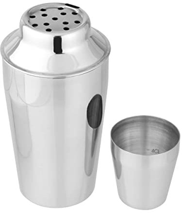 Fackelmann Cocktailshaker 400 ml, Cocktail-Mixer aus Edelstahl, Schüttelbecher für Mixgetränke mit integriertem Sieb, Kappe mit Dosierangabe (Farbe: Silber), Menge: 1 Stück