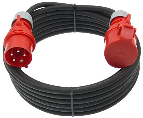 netbote24 Starkstromkabel 16A 5m mit Phasenwender H07RN-F 5x1,5 Starkstrom Verlängerungskabel CEE Verlängerung 16 Ampere Kabel 5x1,5mm2 Baustelle Werkstatt Industrie Geeignet Outdoor IP44