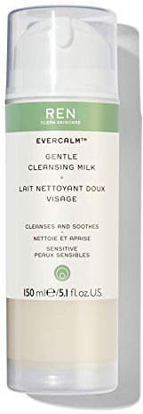REN Clean Skincare Evercalm Gentle Cleansing Milk - Natural, Gentle Cleanser for Sensitive Skin - Makeup Melting Cleanser for Face and Neck 150 ml