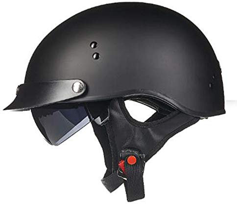 Retro Motorrad Helm, Halbschale Vintage Style Harley Helm mit Visier, Halbschalenhelm ECE Zertifizierung Jethelm Für Damen Und Herren, für Cruiser Chopper Biker