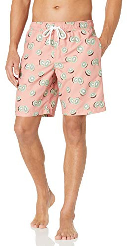 Amazon Essentials Bañador con 23 cm de Pernera, Corte Holgado y Secado Rápido - colores interrumpidos Hombre, Rosa Fruta, M