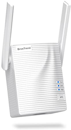 BrosTrend WLAN Verstärker/Repeater AC1200, Dual WLAN, 867 Mbit/s 5 GHz und 300 Mbit/s 2,4 GHz, 1 Ethernet Anschluss, WLAN Brücke, kompatibel mit Allen Geräten mit WLAN(Nicht kompatibel mit Magenta TV)