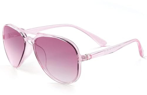 FONHCOO enfants lunettes de soleil polarisées pour filles garçons aviateur lunettes de soleil Toddler avec cadre flexible, protection UV400, 5-10 ans(Rose)