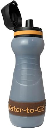 WATER TO GO Filter Bottle with Replaceable 3 Stage Filter which removes 99.99% of Bacteria & Contaminents and Improves Taste - Hiking, Camping & Travelling - BPA Free, 55cl (Carob)