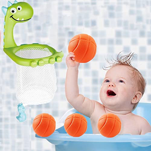 NIWWIN Basketball Badleksaker Set, Fisknät Badkar Leksaker,Basket Sköldpadda Havsdjur Flytande Leksaker , Badkar Pool Dusch Leksaker Fisknät Spel, för småbarn 2, 3, 4, 5 år
