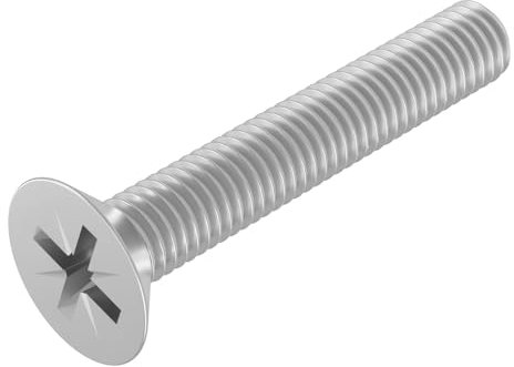 SECCARO Tornillo avellanado M8 x 50 mm, acero inoxidable V2A VA A2, DIN 965, Phillips / PZ, rosca completa, 20 unidades
