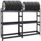 PROREGAL Mega Deal | 2X Reifenregal Dino | HxBxT 180x120x50 cm | Fachlast 150kg | bis zu 24 Reifen | Schwarz