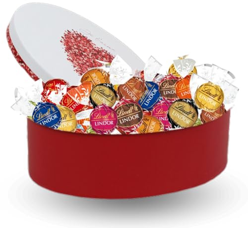 Coffret Gourmand LINDOR et son assortiment de 40 chocolats | Boîte Cadeau Je t’aime Prête à Offrir pour la Fête des Mères
